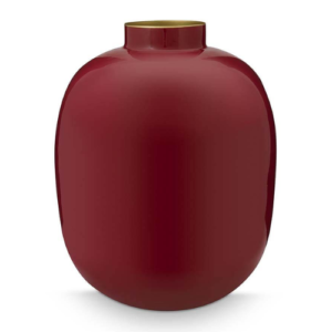 Pip Studio metalna vaza tamnocrvene boje visine 32 cm s elegantnim zaobljenim oblikom