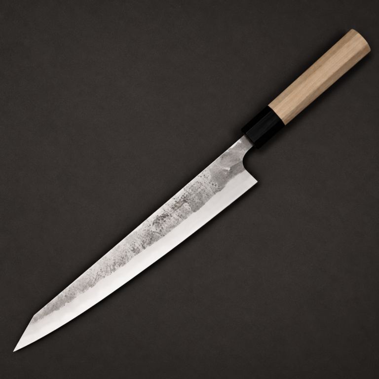 Matsubara Blue No. 2 Nashiji Sujihiki 270 Stainless Clad s drškom od ebanovine