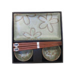made in japan sushi set stylised flowers zeleni