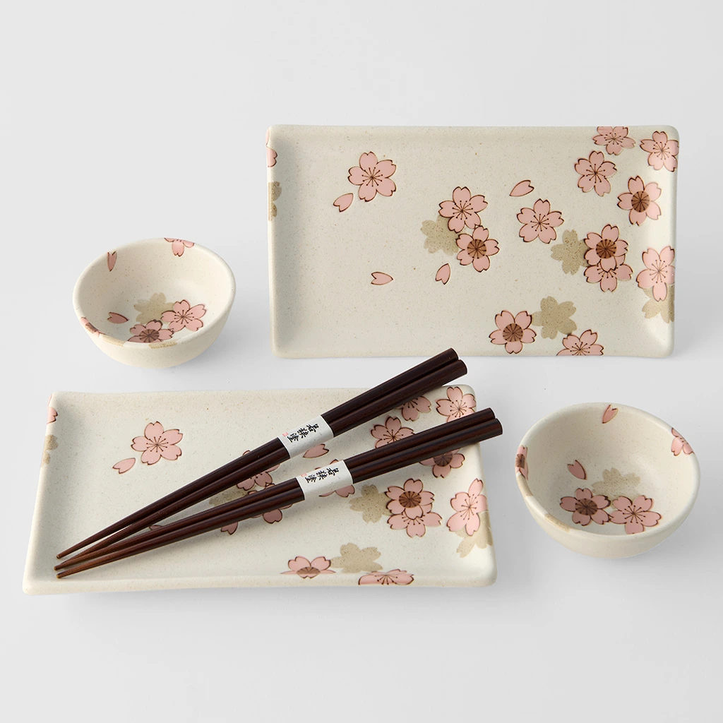 MADE IN JAPAN SUSHI SET WHITE&PINK SAKURA