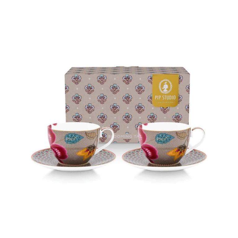 PIP STUDIO SET ŠALICA S TANJURIĆIMA BLOOMING TALES FANTASY KHAKI 300 ML