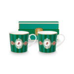 PIP STUDIO SET OD 2 ŠALICE LOVE BIRDS MEDALLION STRIPES EMERALD GREEN