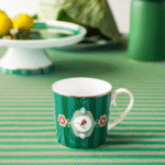PIP STUDIO SET OD 2 ŠALICE LOVE BIRDS MEDALLION STRIPES EMERALD GREEN 190 ML - Slika 3