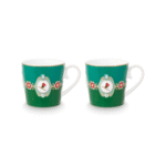 PIP STUDIO SET OD 2 VELIKE ŠALICE LOVE BIRDS MEDALLION EMERALD GREEN 300 ML - Slika 4