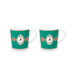 PIP STUDIO SET OD 2 VELIKE ŠALICE LOVE BIRDS MEDALLION EMERALD 300 ML - Slika 4