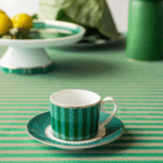 PIP STUDIO SET OD 2 ŠALICE ZA ESPRESSO S TANJURIĆIMA LOVE BIRDS STRIPES EMERALD-GREEN - Slika 3