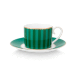 PIP STUDIO SET OD 2 ŠALICE ZA ESPRESSO S TANJURIĆIMA LOVE BIRDS STRIPES EMERALD-GREEN - Slika 5