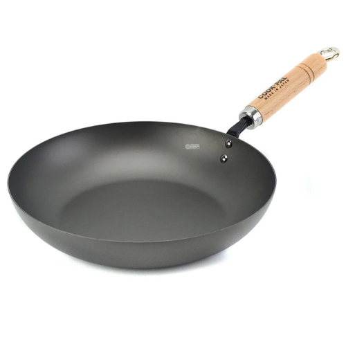 Yoshikawa COOK-PAL REN čelična tava promjera 28 cm s drvenom ručkom i toplinski obrađenom površinom, proizvedena u Japanu