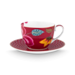 PIP STUDIO BLOOMING TALES FANTASY DARK RED SET ŠALICA S TANJURIĆIMA, 300 ML - Slika 2