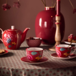 PIP STUDIO BLOOMING TALES FANTASY DARK RED SET ŠALICA S TANJURIĆIMA, 300 ML - Slika 4