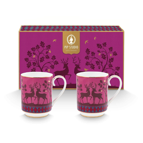 Pip Studio Pip's Deerest Darling Pink set šalica od porculana s ružičastim motivima životinja i zlatnim detaljima