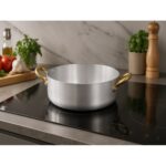 Ottinetti Donna niska aluminijska posuda za indukciju 24 cm s dvije mjedene ručke