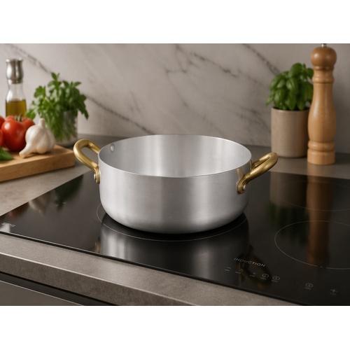 Ottinetti Donna niska aluminijska posuda za indukciju 24 cm s dvije mjedene ručke Ottinetti Donna niska aluminijska posuda za indukciju 24 cm s dvije mjedene ručke